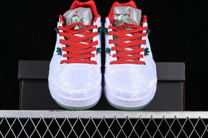 air jordan 5 low white/green/red/grey 1551183