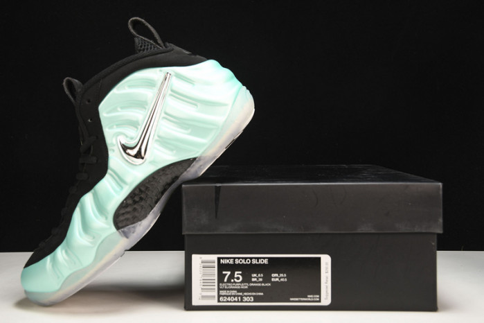 nike air foamposite pro “island green” metallic platinum mens 624041-303