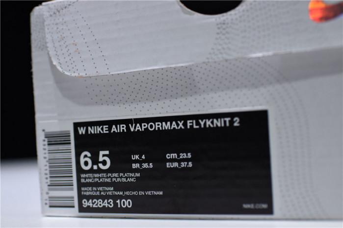 nike air vapormax flyknit 2 white pure platinum 942842-100