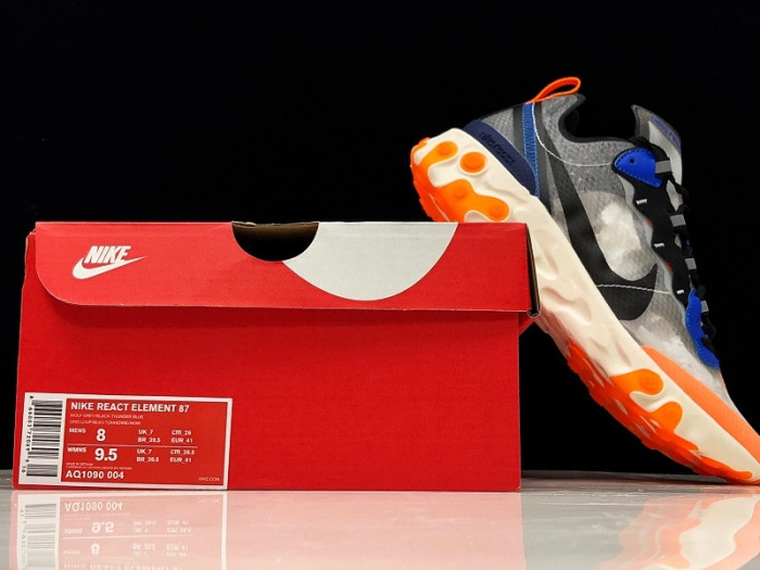 nike react element 87 thunder blue/total orange aq1090-004