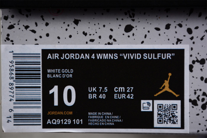 air jordan 4 wmns vivid sulfur aq9129-101