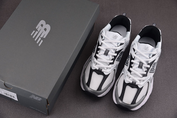new balance 530 white silver metallic black mr530lb